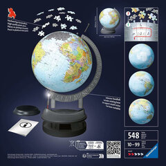 Ravensburger 3D pulmapallo valaistuksella 540 kpl Globe hinta ja tiedot | Palapelit | hobbyhall.fi