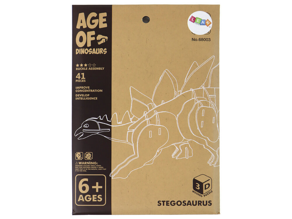 3D puinen palapeli Stegosaurus, 41 osaa hinta ja tiedot | Palapelit | hobbyhall.fi