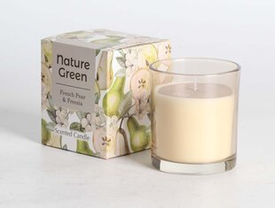 Tuoksukynttilä lasissa Nature Green H9,5cm, ranskalainen päärynä & freesia hinta ja tiedot | Kynttilät ja kynttilänjalat | hobbyhall.fi
