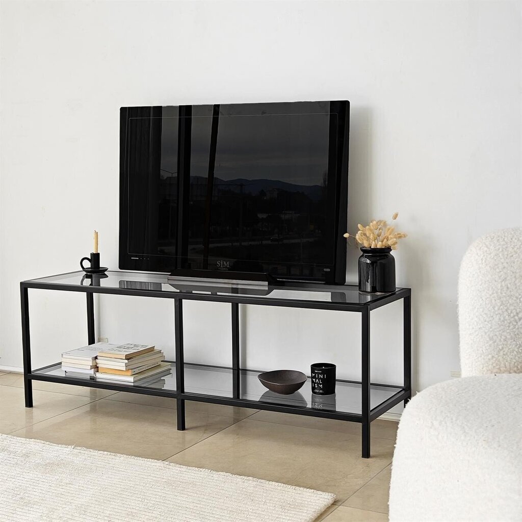 TV-taso, Asir, 130x45x40 cm, tummanharmaa/musta hinta ja tiedot | TV-tasot | hobbyhall.fi
