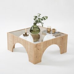 Sohvapöytä, Asir, 37x50 cm, läpinäkyvä/vaaleanruskea hinta ja tiedot | Sohvapöydät | hobbyhall.fi