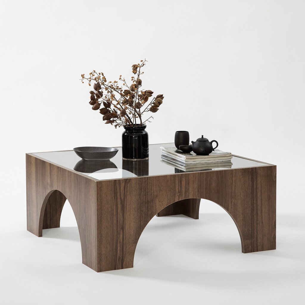 Sohvapöytä, Asir, 37x50 cm, läpinäkyvä/tummanruskea hinta ja tiedot | Sohvapöydät | hobbyhall.fi