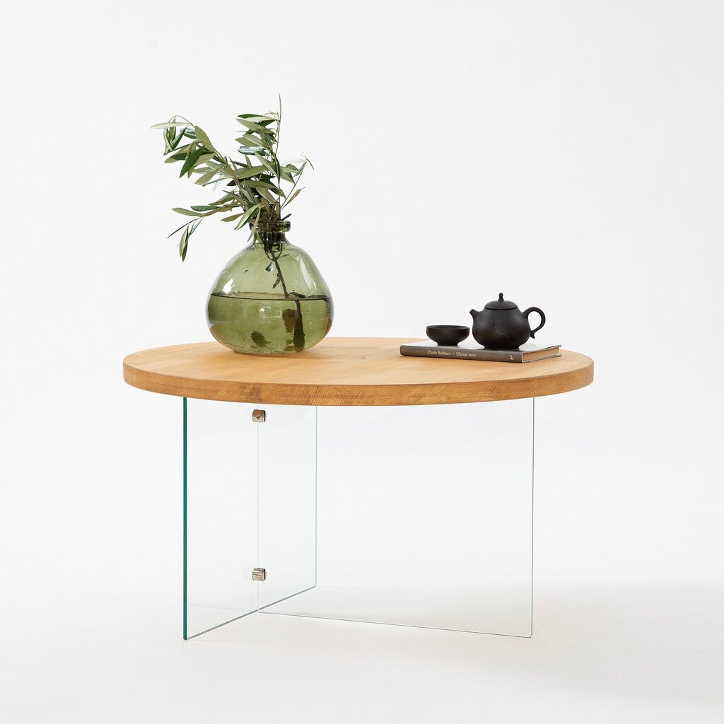 Sohvapöytä, Asir, 70x40 cm, beige/läpinäkyvä hinta ja tiedot | Sohvapöydät | hobbyhall.fi