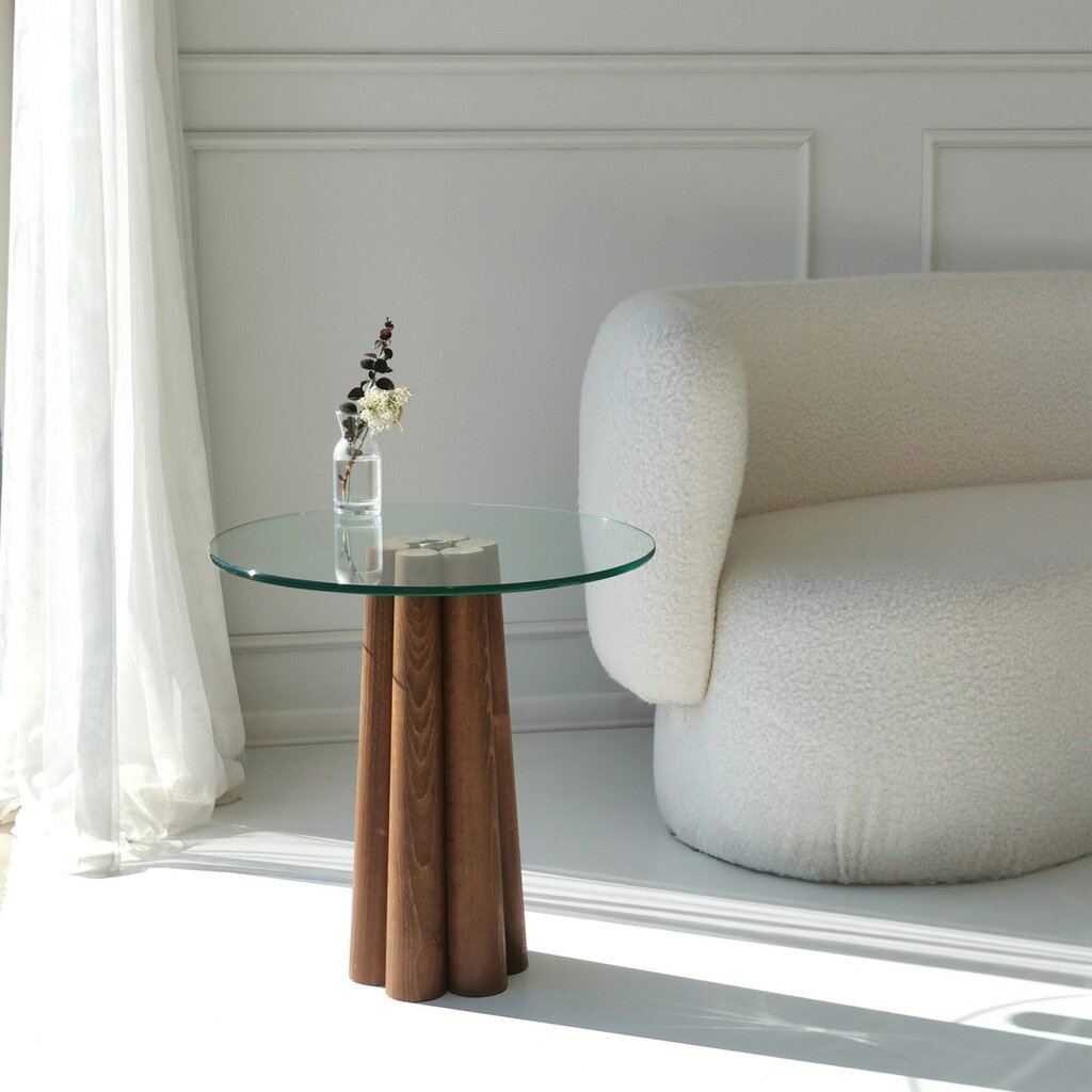 Sohvapöytä, Asir, 50x50x50 cm, ruskea/läpinäkyvä hinta ja tiedot | Sohvapöydät | hobbyhall.fi