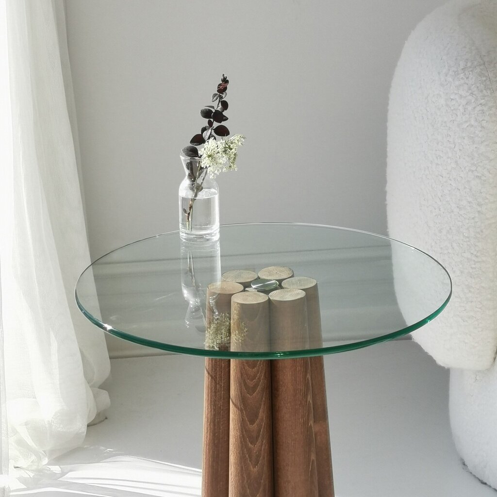Sohvapöytä, Asir, 50x50x50 cm, ruskea/läpinäkyvä hinta ja tiedot | Sohvapöydät | hobbyhall.fi
