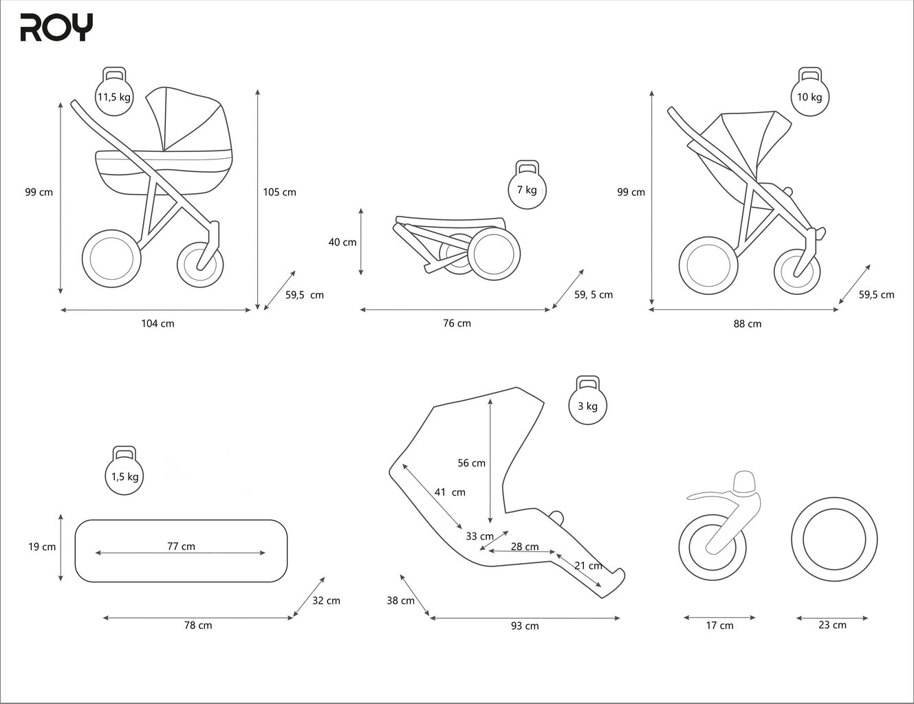 Lastenvaunut Roy Kunert 2in1, graphite hinta ja tiedot | Vaunut ja rattaat | hobbyhall.fi