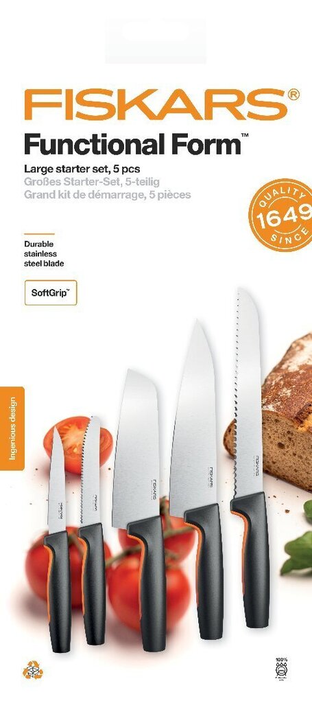 Fiskars Functional Form -veitsisetti, 5 osaa hinta ja tiedot | Veitset ja tarvikkeet | hobbyhall.fi