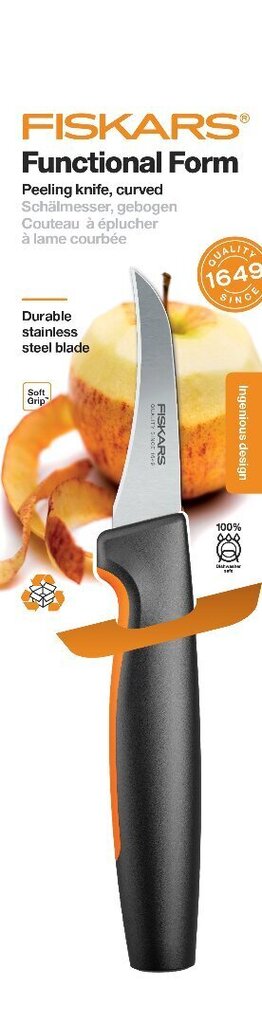 Fiskars Functional Form kuorimaveitsi kaarevalla terällä 7 cm hinta ja tiedot | Veitset ja tarvikkeet | hobbyhall.fi