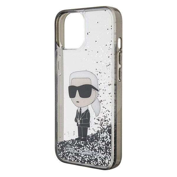 Karl Lagerfeld KLHCP15SLKKNSK iPhone 15 6.1" transparent hardcase Liquid Glitter Ikonik hinta ja tiedot | Puhelimen kuoret ja kotelot | hobbyhall.fi