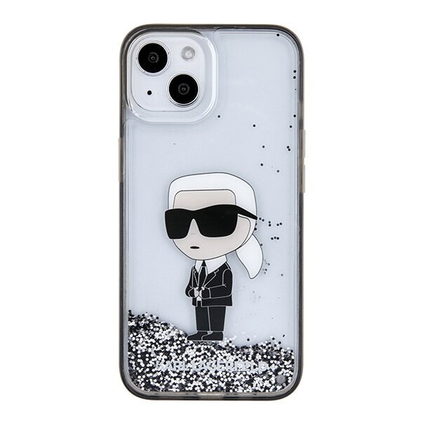Karl Lagerfeld KLHCP15SLKKNSK iPhone 15 6.1" transparent hardcase Liquid Glitter Ikonik hinta ja tiedot | Puhelimen kuoret ja kotelot | hobbyhall.fi
