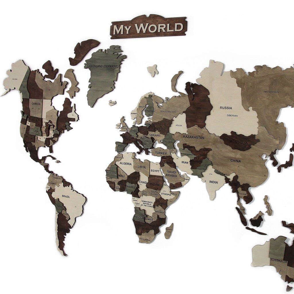 Puinen maailmankartta, harmaa hinta ja tiedot | Taulut | hobbyhall.fi