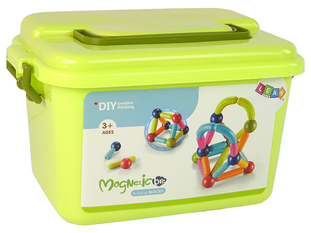 Magneettinen rakennussarja matkalaukulla, Lean Toys, 145 d. hinta ja tiedot | LEGOT ja rakennuslelut | hobbyhall.fi