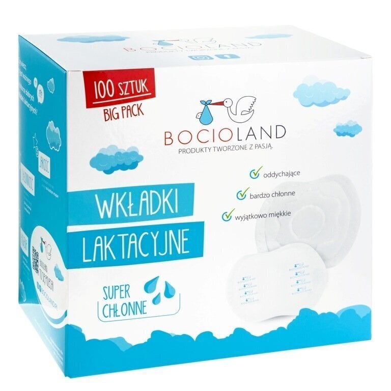 Rintaliivityynyt Bocioland Big Pack, 100 kpl, BOC0156 hinta ja tiedot | Imetystuotteet | hobbyhall.fi