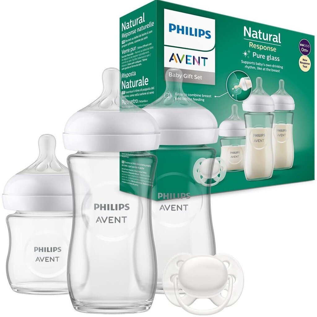 Lasipullosarja Philips Avent Natural Response SCD878/11, 0+ kk hinta ja tiedot | Tuttipullot ja tarvikkeet | hobbyhall.fi