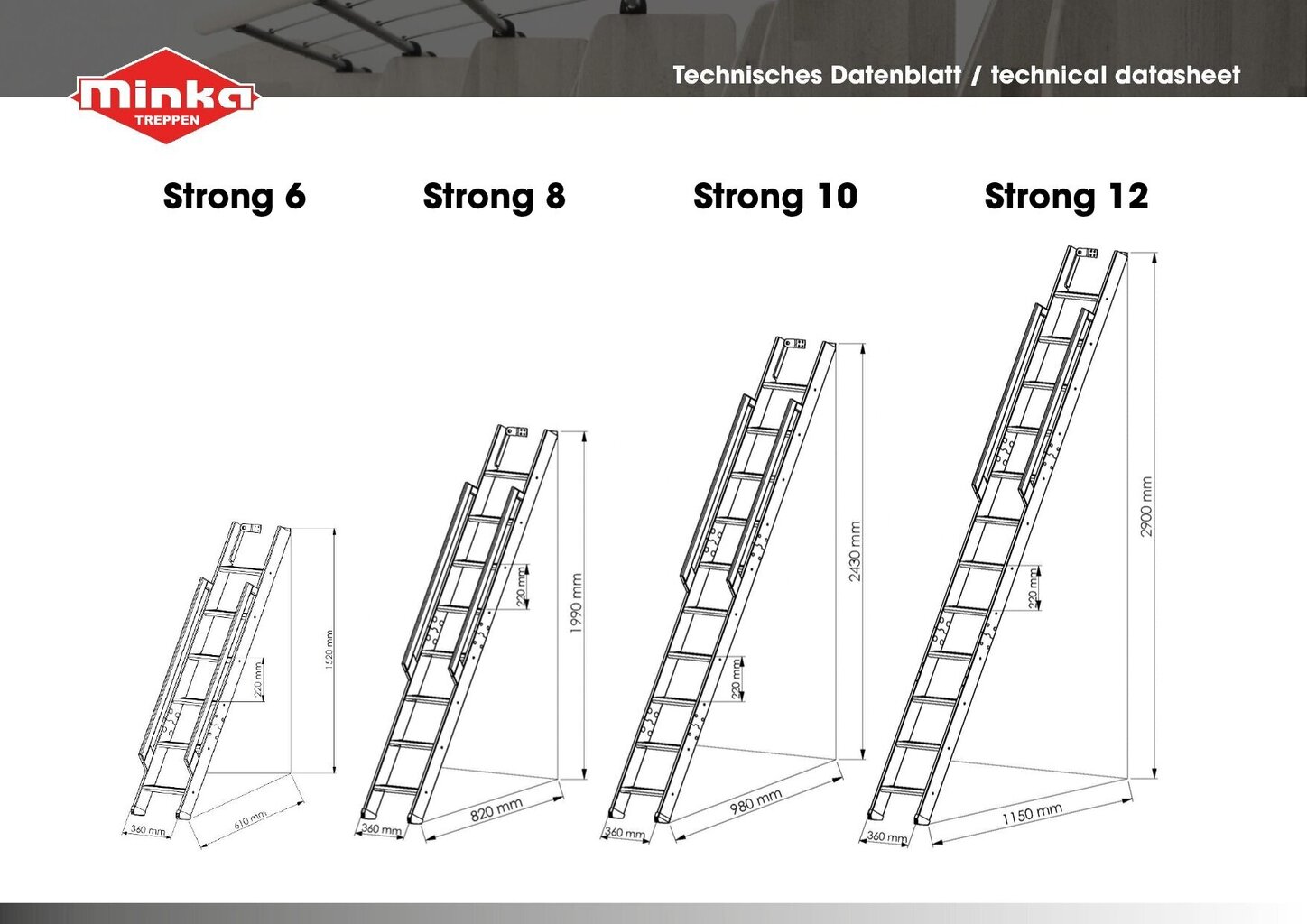 Portaat Minka Strong 8, Korkeus 199 - 210 cm hinta ja tiedot | Portaat | hobbyhall.fi