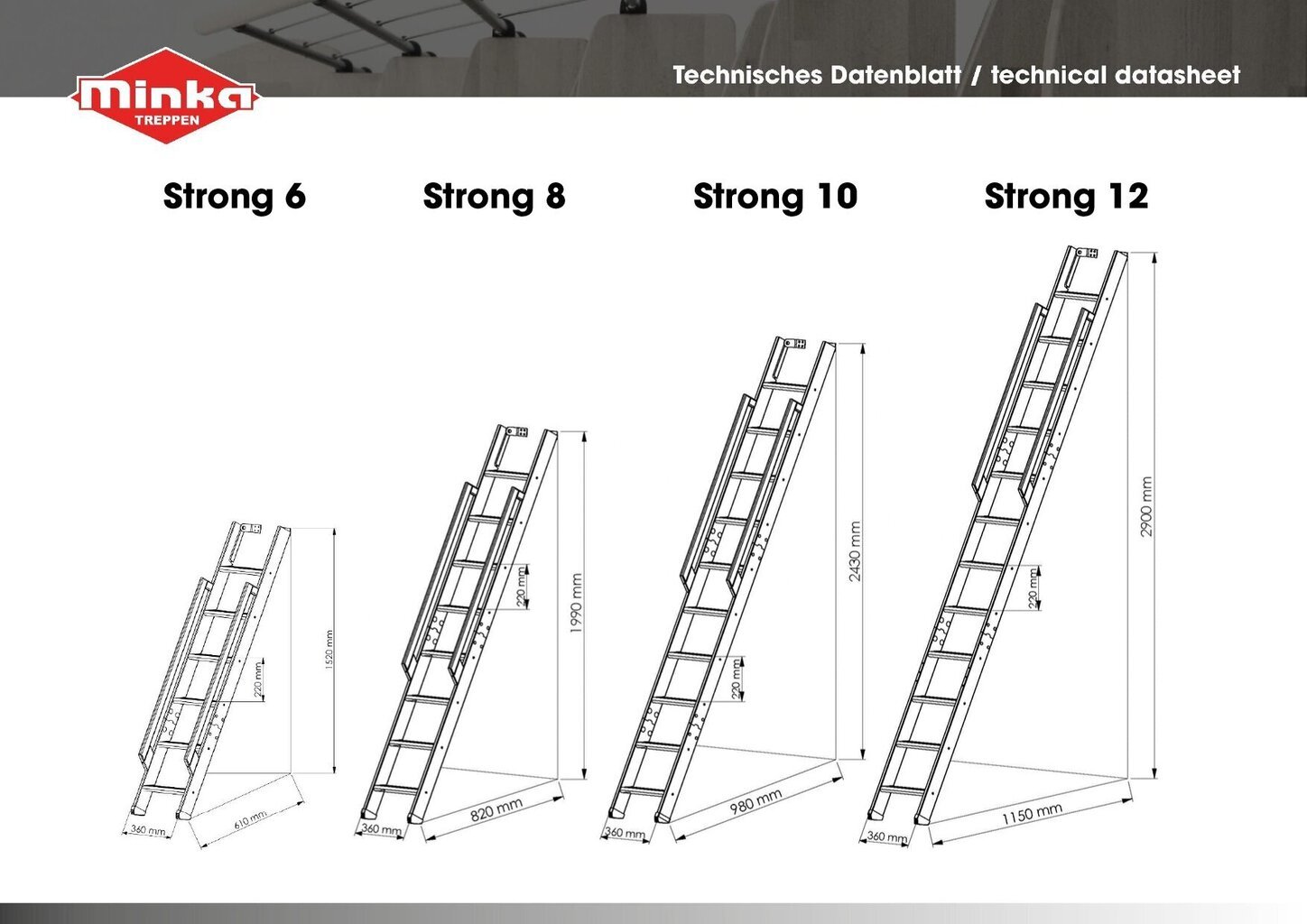 Portaat Minka Strong 10, Korkeus 243 - 257 cm hinta ja tiedot | Portaat | hobbyhall.fi