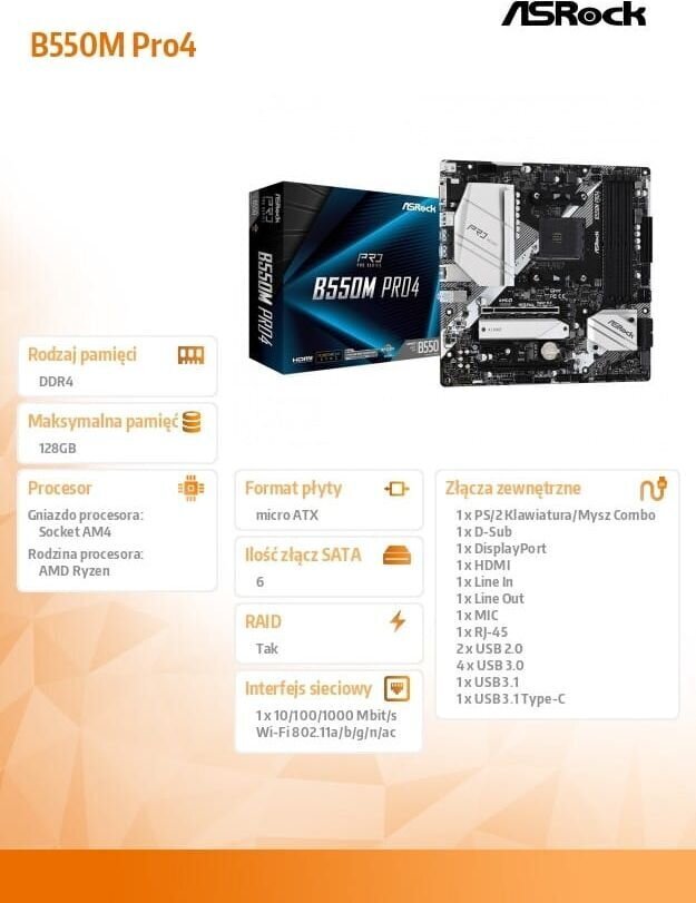 ASRock B550M PRO4 emolevy hinta ja tiedot | Emolevyt | hobbyhall.fi