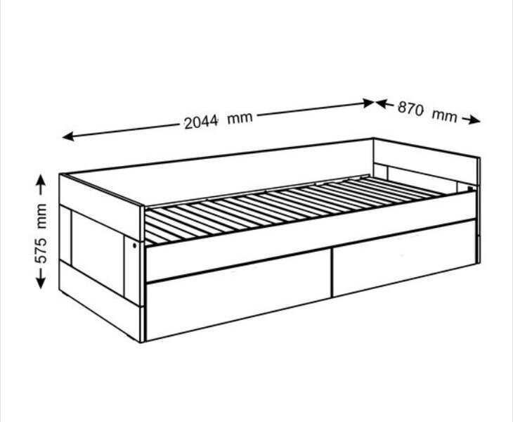 ORION ulosvedettävä sänky, jossa 2 laatikkoa 80x200cm, valkoinen 7.02.08.460.1 hinta ja tiedot | Sängyt | hobbyhall.fi
