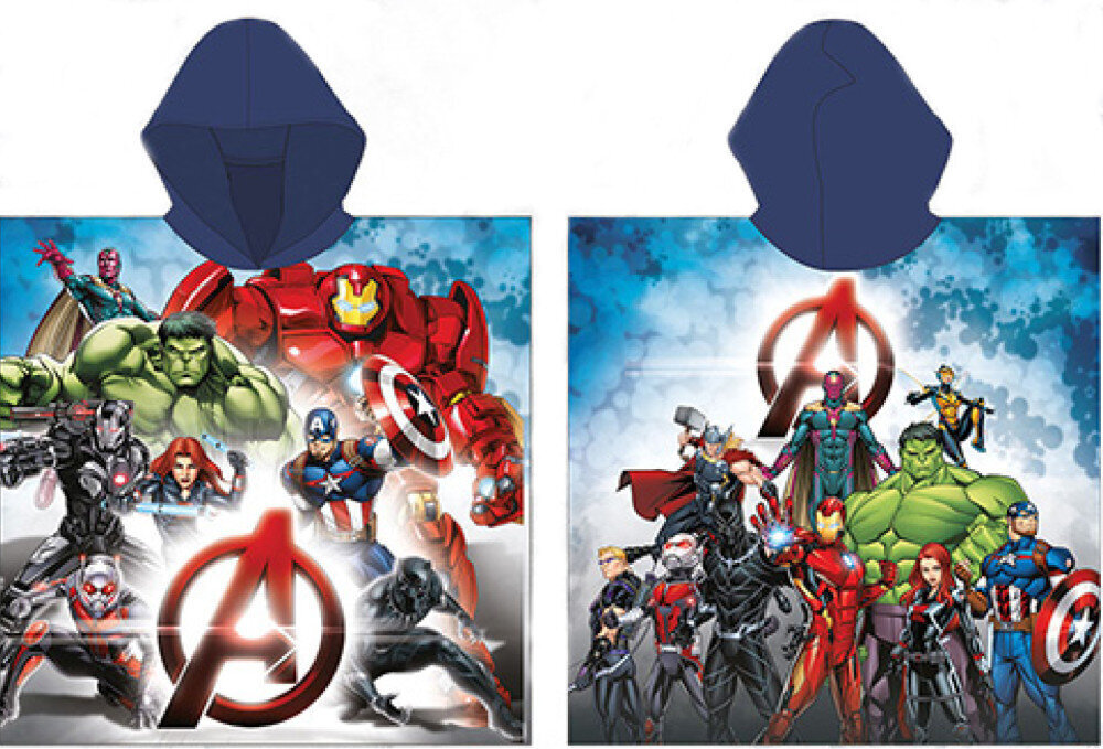 Lasten pyyhe Avengers Heroes, poncho 55x110 cm hinta ja tiedot | Pyyhkeet | hobbyhall.fi