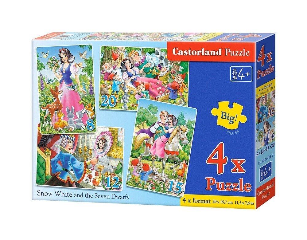 Palapeli Castorland, 4 kuvaa (8+12+15+20) Lumikki ja seitsemän kääpiötä hinta ja tiedot | Palapelit | hobbyhall.fi