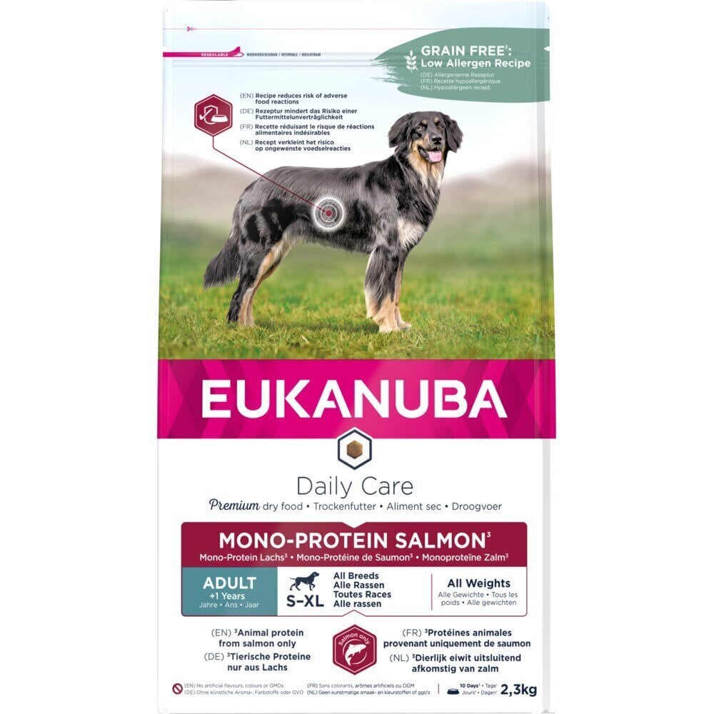 Eukanuba Daily Care Adult Monoprotein aikuisille koirille, lohta, 2,3 kg hinta ja tiedot | Koiran kuivaruoka | hobbyhall.fi