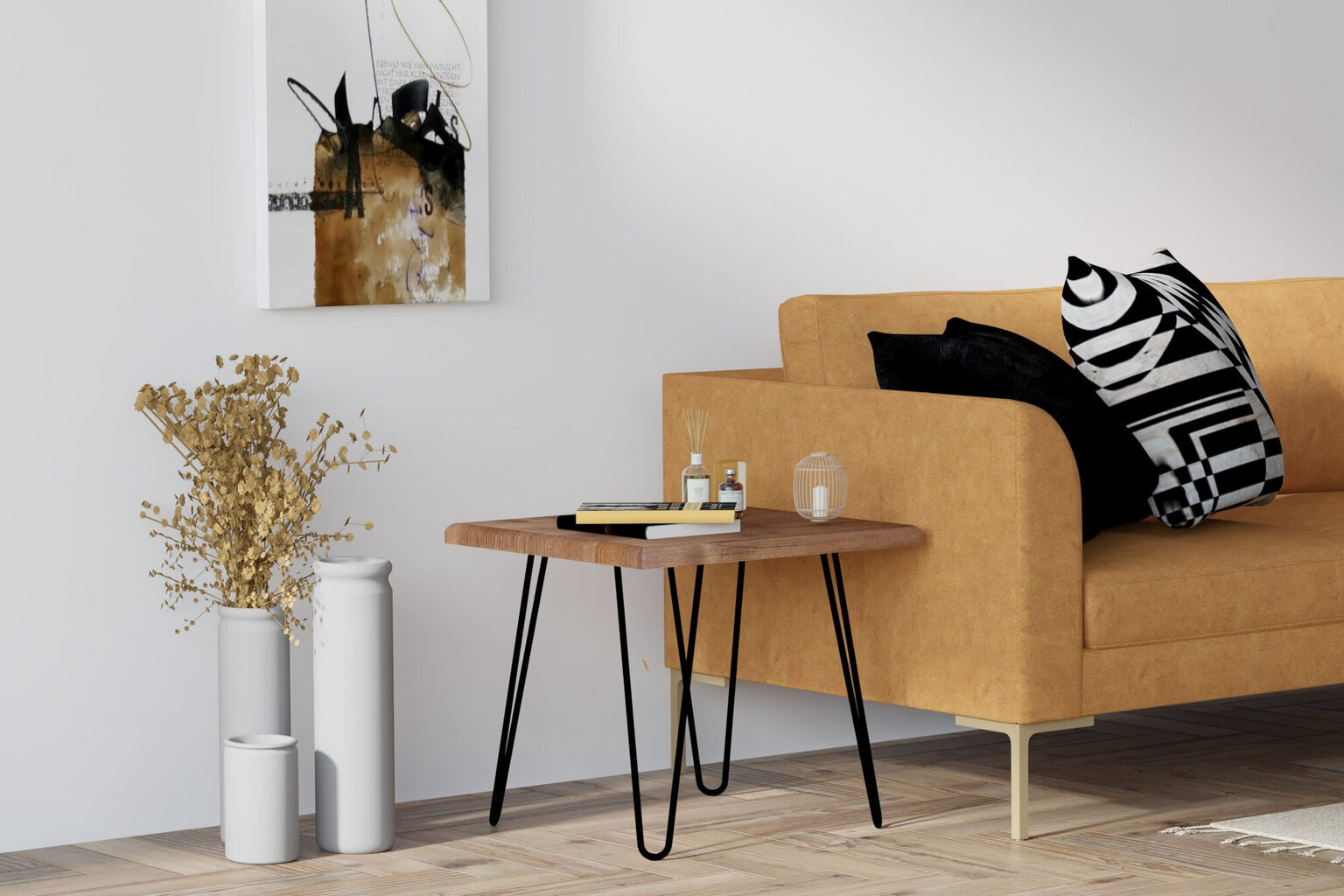 Sohvapöytä, Asir, 50x43x50 cm, ruskea/musta hinta ja tiedot | Sohvapöydät | hobbyhall.fi