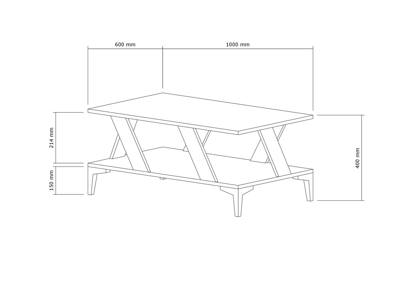 Sohvapöytä, Asir, 100x60x40 cm, harmaa/valkoinen hinta ja tiedot | Sohvapöydät | hobbyhall.fi