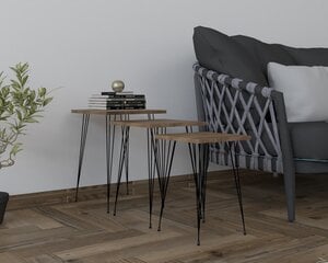 3-osainen pöytäsetti, Asir, musta/tummanruskea hinta ja tiedot | Sohvapöydät | hobbyhall.fi