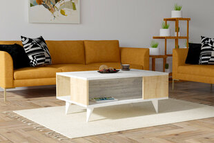 Sohvapöytä, Asir, 90x39,5x60 cm, valkoinen/beige hinta ja tiedot | Sohvapöydät | hobbyhall.fi