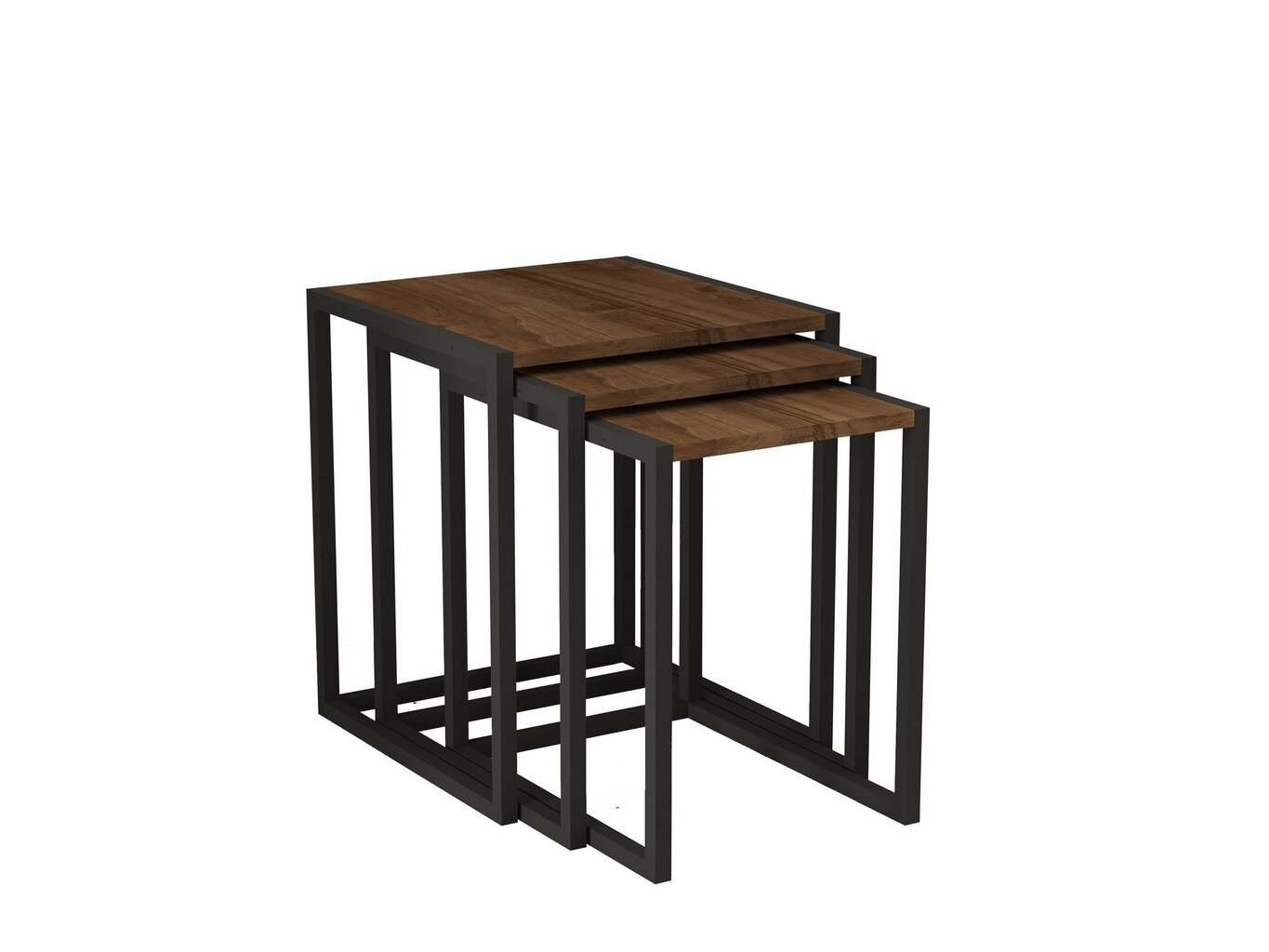 3-osainen pöytäsetti, Asir, 40x55x40 cm, musta/tummanruskea hinta ja tiedot | Sohvapöydät | hobbyhall.fi