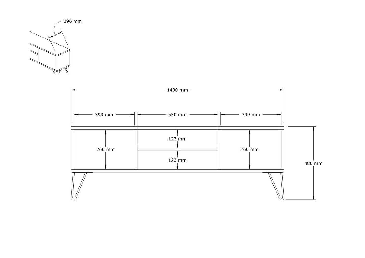 TV-taso, Asir, 140x50x30 cm, ruskea/valkoinen hinta ja tiedot | TV-tasot | hobbyhall.fi