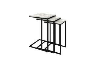 3-osainen pöytäsetti, Asir, 40x61,8x40 cm, valkoinen/musta hinta ja tiedot | Sohvapöydät | hobbyhall.fi
