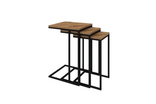3-osainen pöytäsetti, Asir, 40x61,8x40 cm, ruskea/musta hinta ja tiedot | Sohvapöydät | hobbyhall.fi