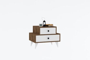 Yöpöytä, Asir, 63x50x44 cm, valkoinen/ruskea hinta ja tiedot | Yöpöydät | hobbyhall.fi