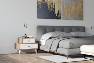 Yöpöytä, Asir, 63x50x44 cm, valkoinen/ruskea hinta ja tiedot | Yöpöydät | hobbyhall.fi