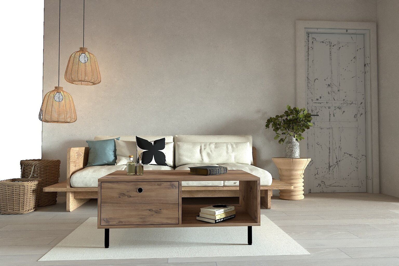 Sohvapöytä, Asir, 100x43x60 cm, vaaleanruskea hinta ja tiedot | Sohvapöydät | hobbyhall.fi