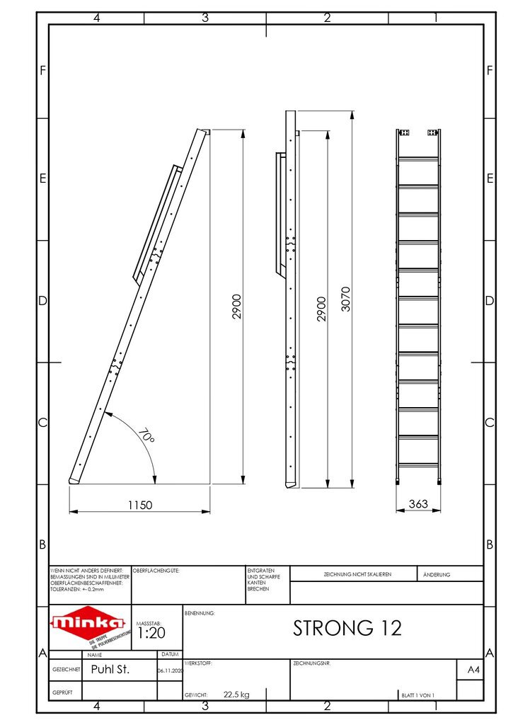 Portaat Minka Strong 12, valkoinen, 290 - 307 cm hinta ja tiedot | Portaat | hobbyhall.fi