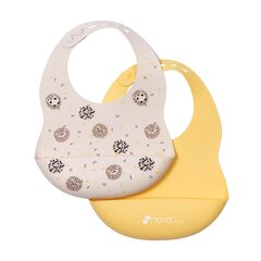 Silikoniset ruokalaput Nordbaby Yellow/siili, keltainen, 2 kpl. hinta ja tiedot | Ruokalaput | hobbyhall.fi