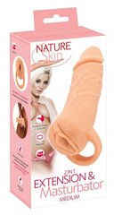 Masturbaattori ja penismansetti yhdessä Nature Skin 2in1 Extension + Masturbator, M hinta ja tiedot | Tekovaginat ja masturbaattorit | hobbyhall.fi