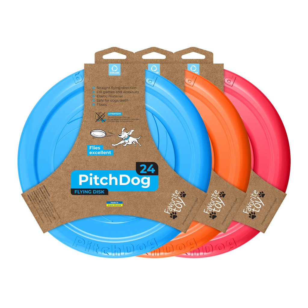 Interaktiivinen lelu koirille lentävä kiekko Doggy Pitchdog, 24 cm, oranssi hinta ja tiedot | Koiran lelut | hobbyhall.fi