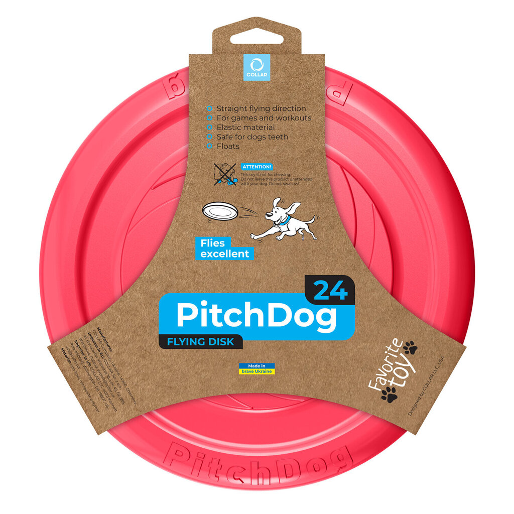 Interaktiivinen lelu koirille lentävä kiekko Doggy Pitchdog, 24 cm, roosa hinta ja tiedot | Koiran lelut | hobbyhall.fi