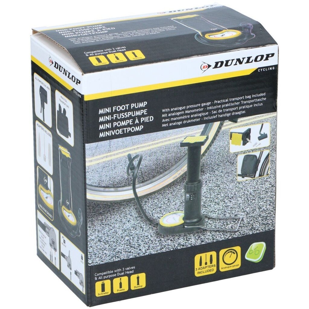Dunlop jalkakäyttöinen polkupyöräpumppu, jossa on painemittari hinta ja tiedot | Pyöräpumput | hobbyhall.fi