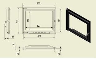 Takan ovi Zuzia 515 x 652 hinta ja tiedot | Takka- ja uunitarvikkeet | hobbyhall.fi