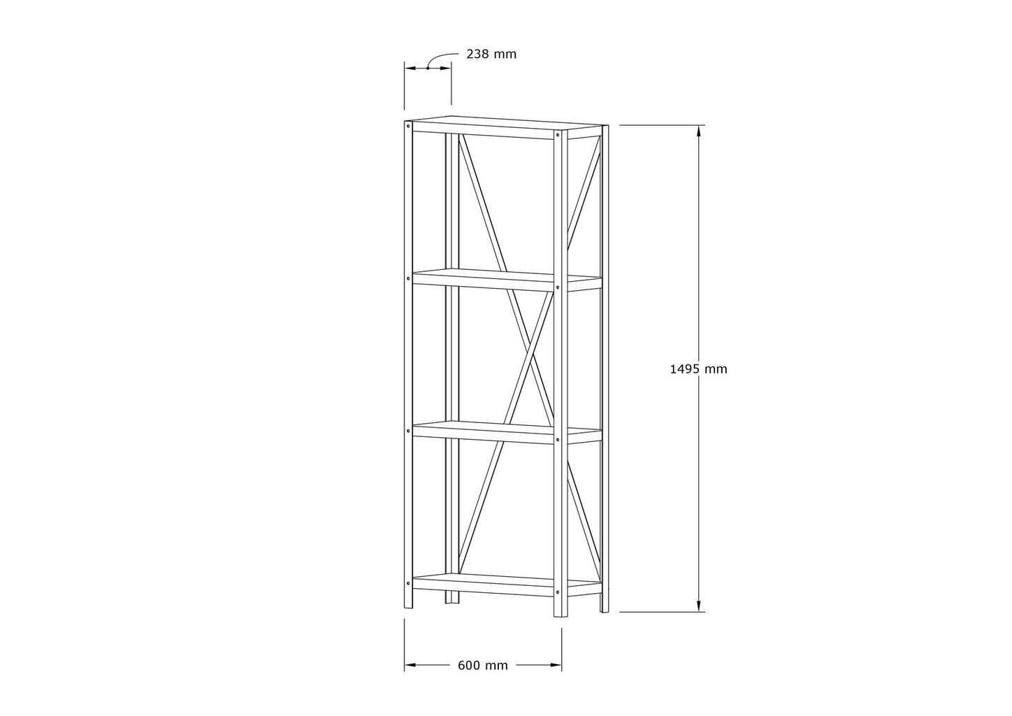 Hylly, Asir, 60x149,5x29 cm, beige/musta hinta ja tiedot | Hyllyt | hobbyhall.fi