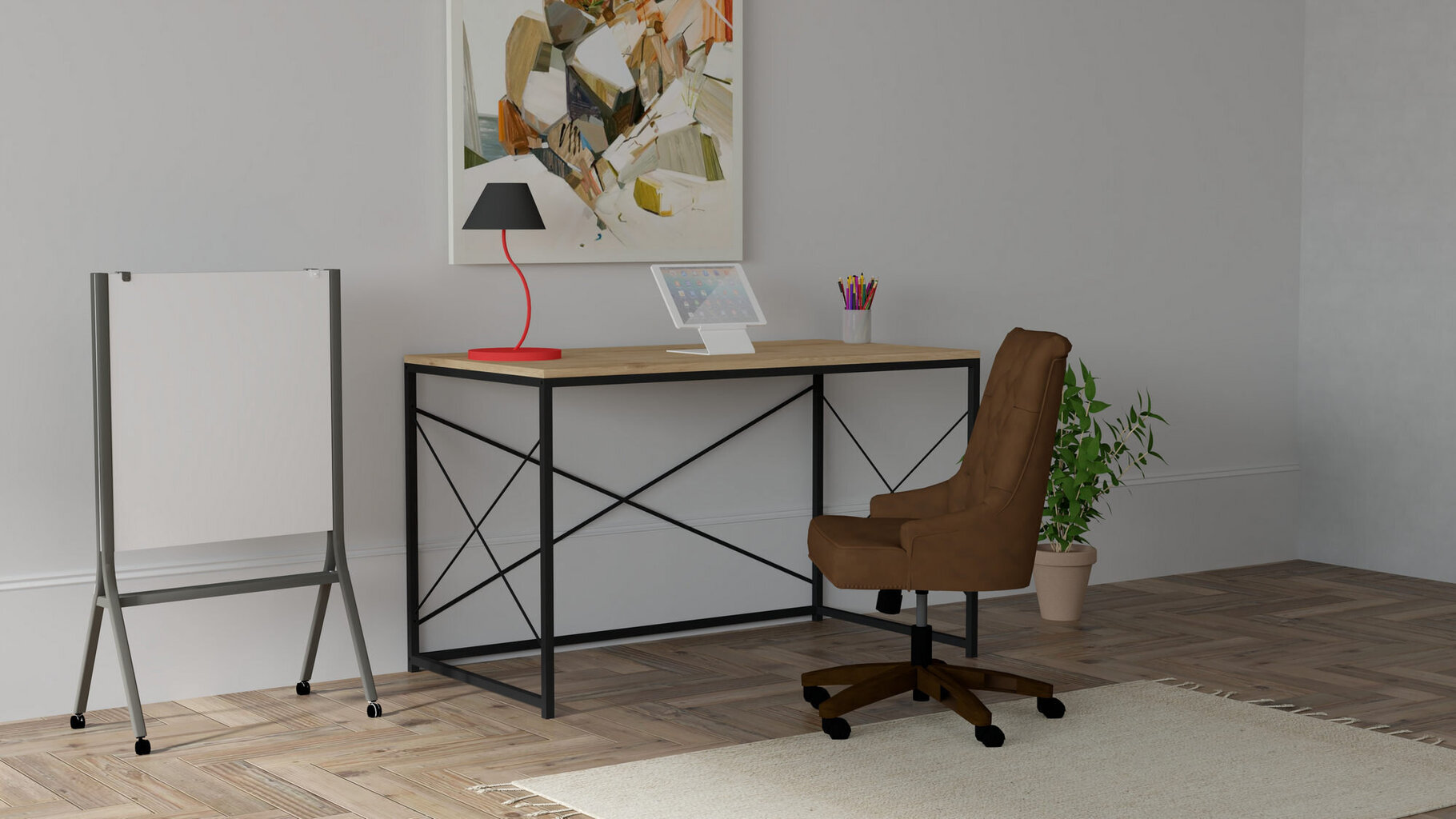 Pöytä, Asir, 121x72x60 cm, beige/musta hinta ja tiedot | Tietokonepöydät ja työpöydät | hobbyhall.fi
