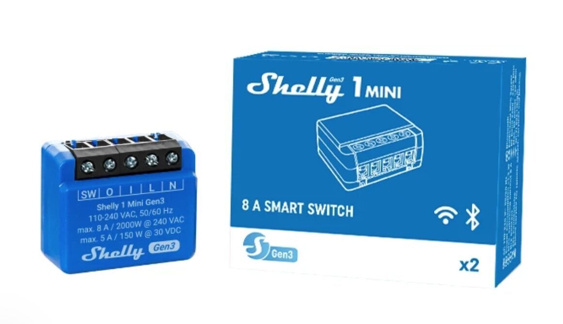 Smart Wi-Fi Bluetooth-rele Shelly 1 Mini Gen3 hinta ja tiedot | Turvajärjestelmien ohjaimet | hobbyhall.fi