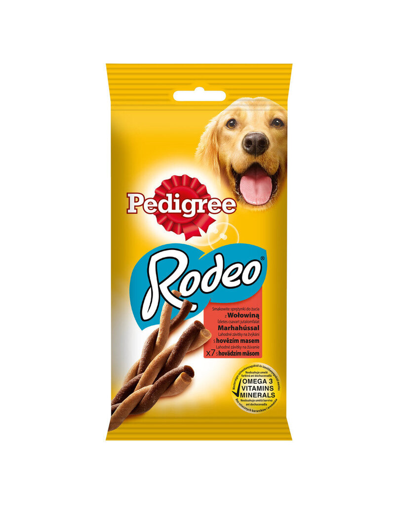 Pedigree Rodeo naudanlihaa aikuisille koirille, 12x122 g hinta ja tiedot | Koiran herkut | hobbyhall.fi