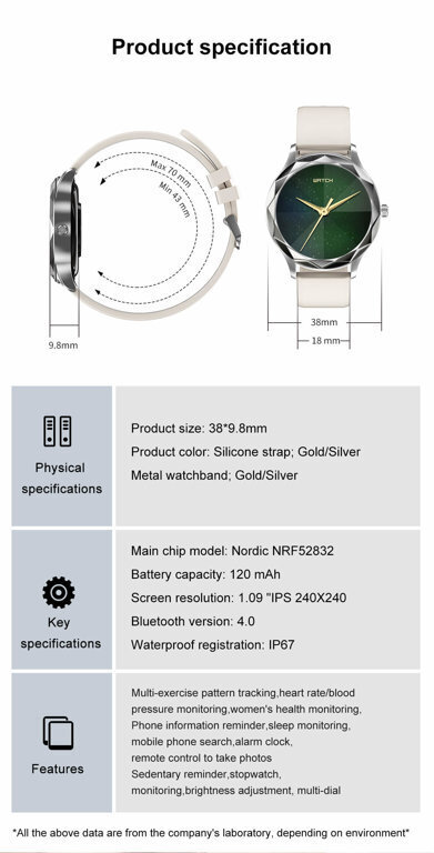 Naisten verenpainemittari älykello Pacific 27-2 (sy022b) hinta ja tiedot | Älykellot | hobbyhall.fi