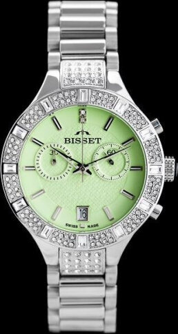 Naisten Bisset bsbe18, hopea/vihreä (zb547a) hinta ja tiedot | Naisten kellot | hobbyhall.fi