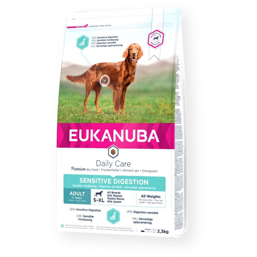 Eukanuba Daily Care kanalla koirille, joilla on herkkä ruoansulatuskanava, 2,3 kg hinta ja tiedot | Koiran kuivaruoka | hobbyhall.fi